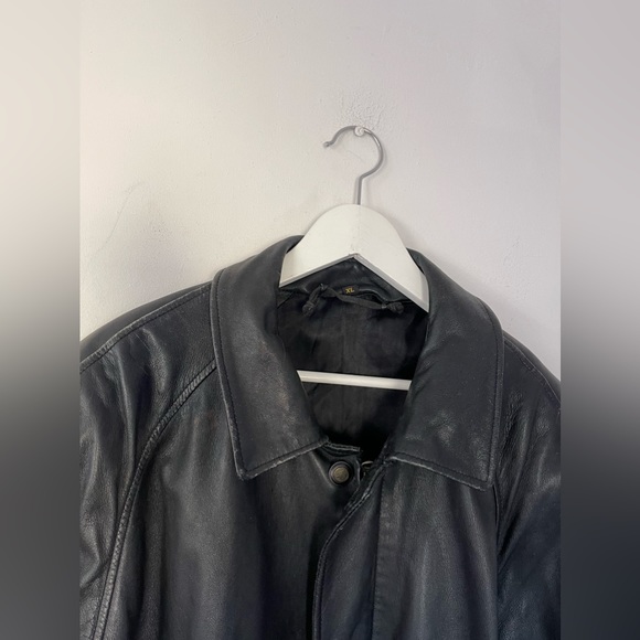 Vintage Mens Leather Jacket XL Black Biker Zip 90s Y2k - Picture 2 of 13